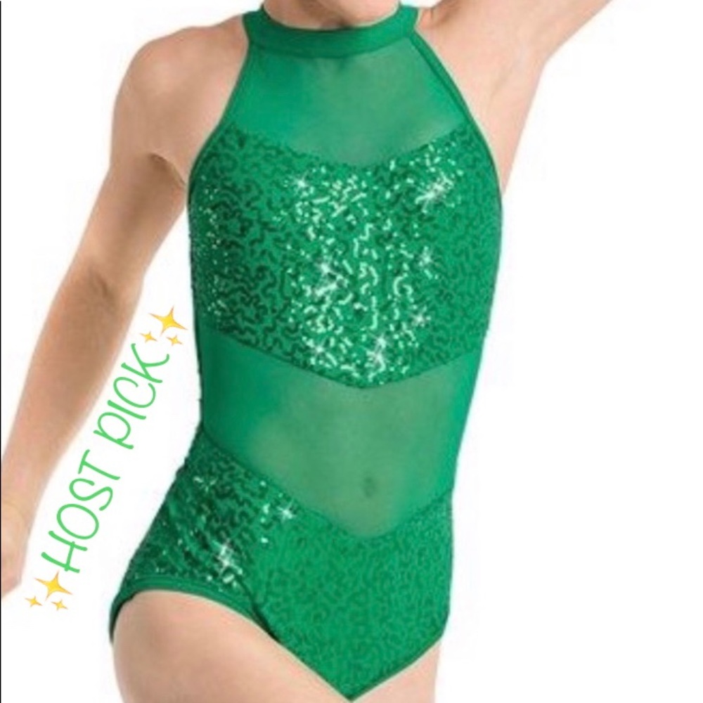 Balera Green Sequin Kids Dance Costume